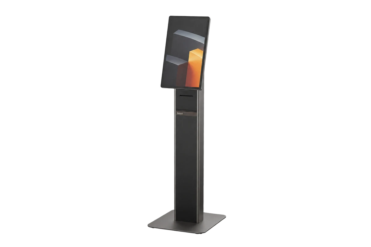 Freigestelltes SUNMI FLEX 3 Floor-Terminal mit Bondrucker