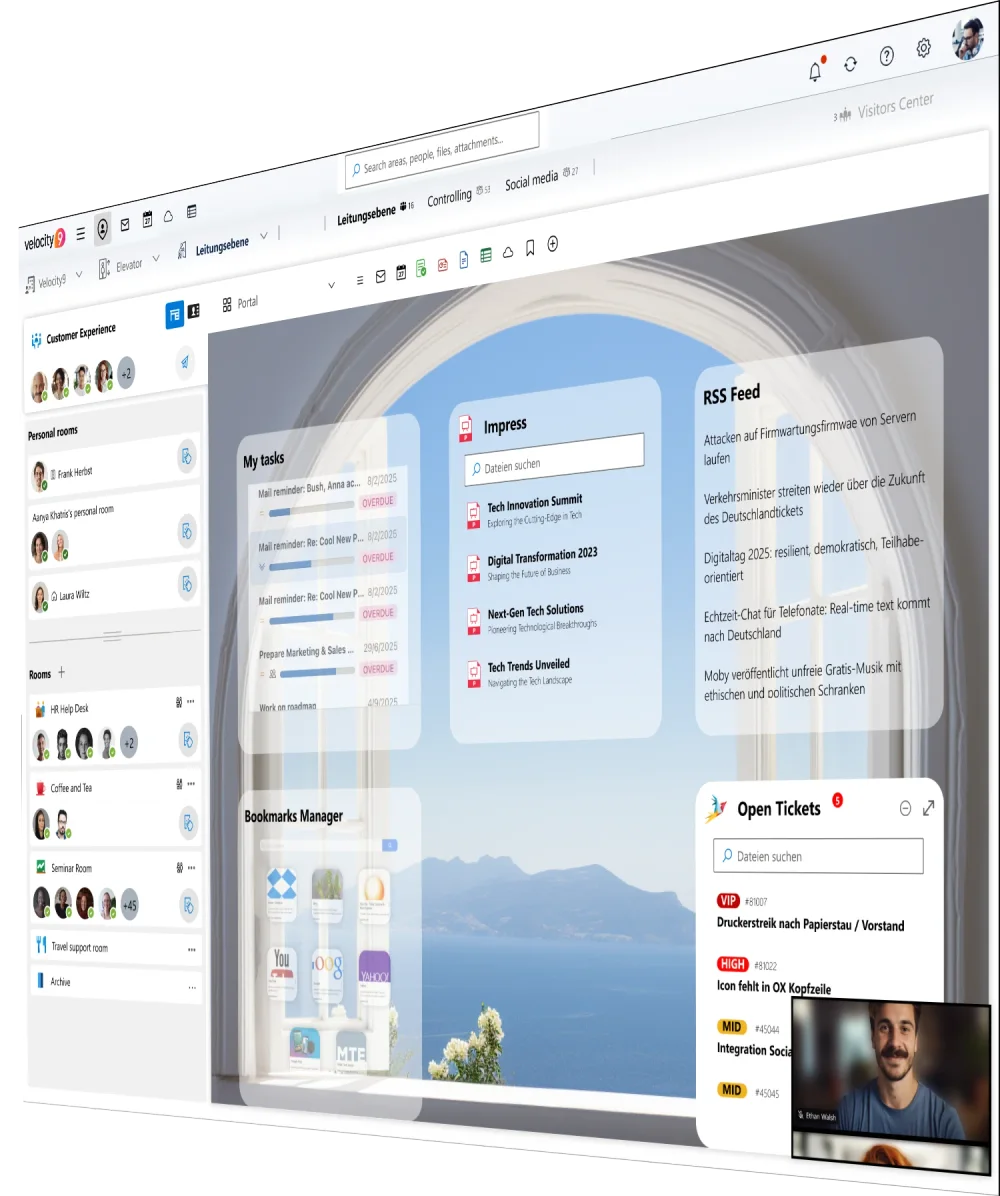 Originalansicht des ivCAMPUS Focus Desk mit Anwendungen und Widgets